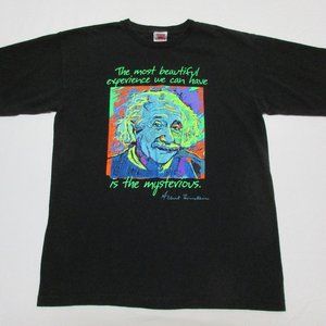 Vintage Albert Einstein T-Shirt Men's Size Medium Black Made in USA